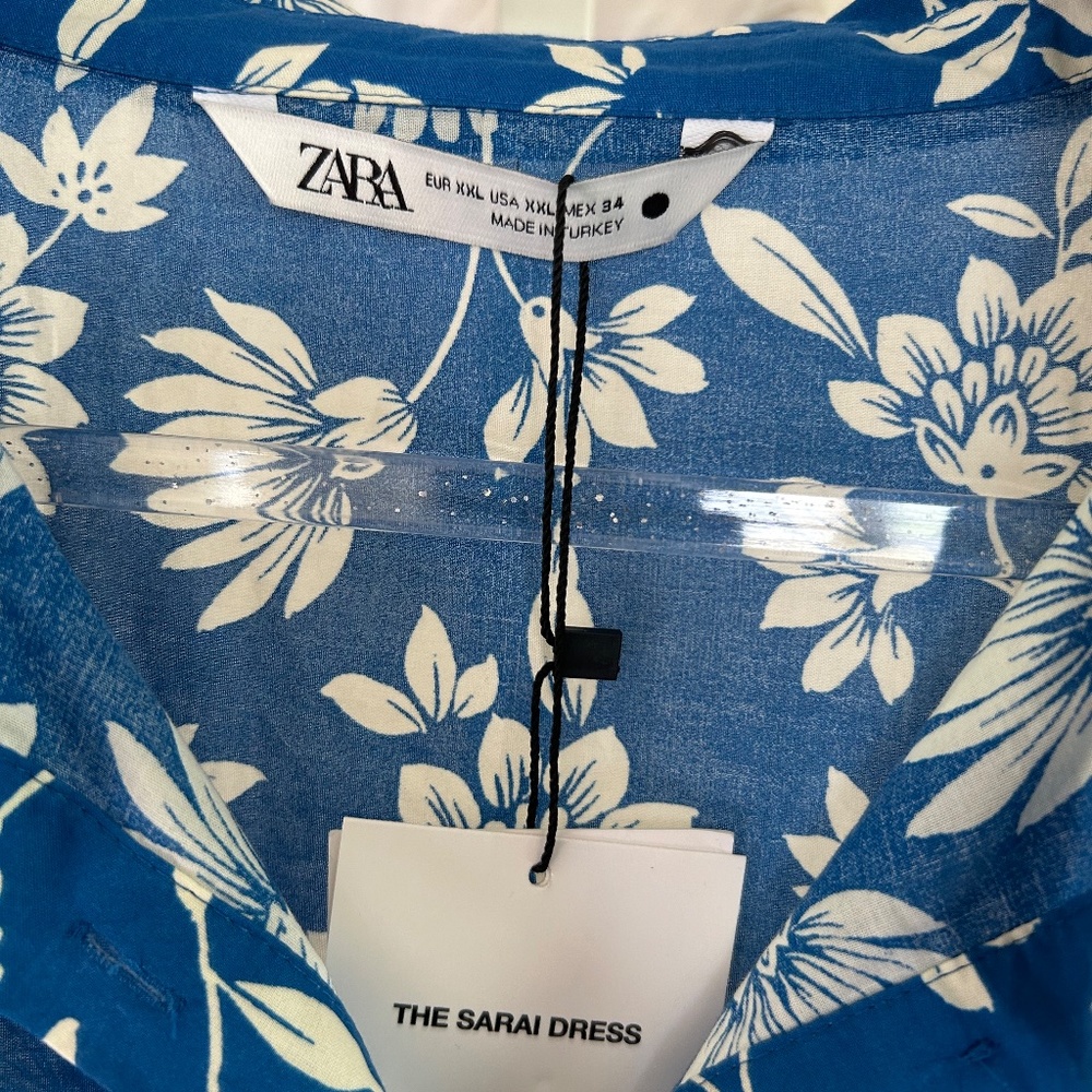 NWT Sarai Blue and White Floral Dress Size XXL - Picture 2 of 5